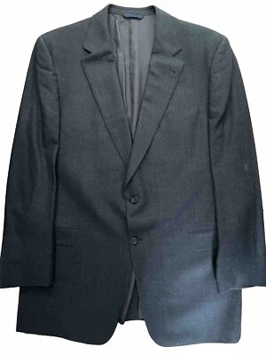 Traje Blazer Chaqueta Burberry London Para Hombre Talla 44 Largo Ventilado Gris Lana 2 Botones Foto 1 de 4