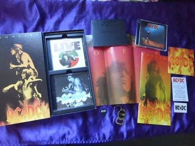 AC/DC Bonfire Box set 5 CD + Bottle opener Guitar pick Book Posters Stickers - Photo 1/4