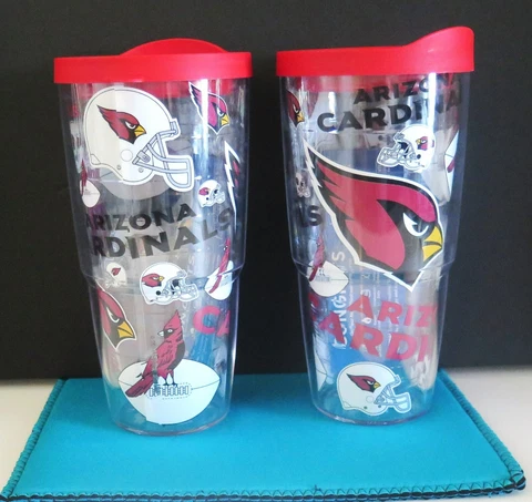 TWO (2) BEAUTIFUL, ARIZONA CARDINALS, 24oz TERVIS TUMBLERS Cover