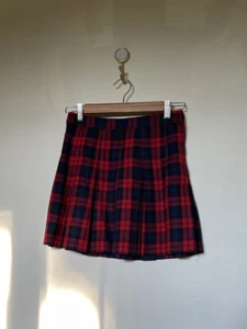 H&M PLAID MINI PLEATED SCHOOL GIRL SKIRT RED NAVY BLACK - Picture 1 of 9