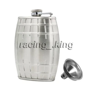Stainless Steel Cool Barrel Design Pocket Mini Hip Flask Bottle Drink Holder 6Oz - Picture 1 of 5