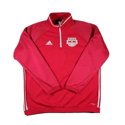 Adidas Climawarm New York Red Bull MLS Mens XXL 1/4 Zip Red Pullover Sweatshirt Cover
