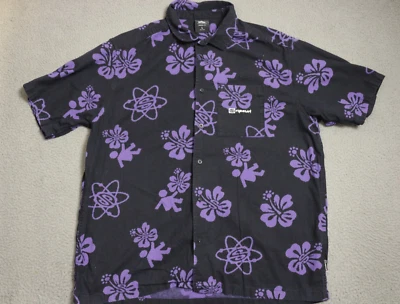 Vintage Rip Curl Button Up Shirt Mens Large Black Hawaii Beach Surf Floral - Image 1 of 4