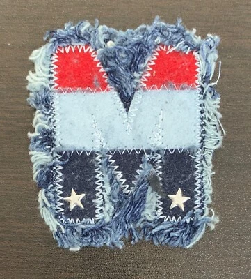 Blue Jean Style Letter M Stars & Stripes Embroidered Sew On Patch - Image 1 of 3