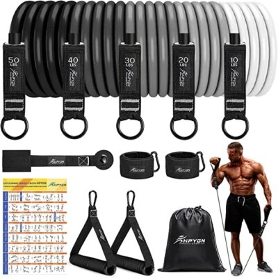 Conjunto de 11 PIEZAS Bandas de Resistencia Yoga Pilates Abdominales Ejercicio Fitness Tubo Bandas de Entrenamiento Foto 1 de 4