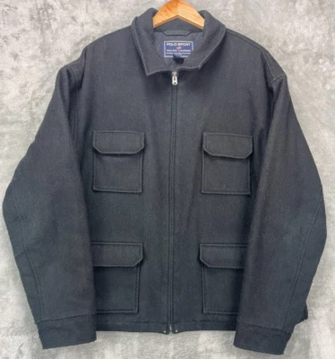 Chaqueta utilitaria Polo Ralph Lauren para hombre XXL negra Mackinaw Cruiser mezcla de lana Foto 1 de 4
