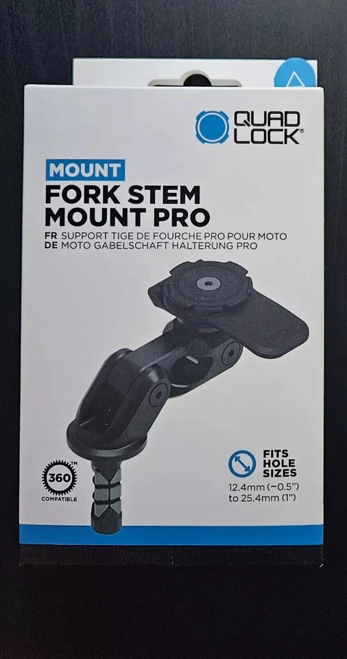 Quad Lock Motorcycle Fork Stem Mount PRO (Mount Only) - iPhone Samsung Motorbike - Image 1 of 1