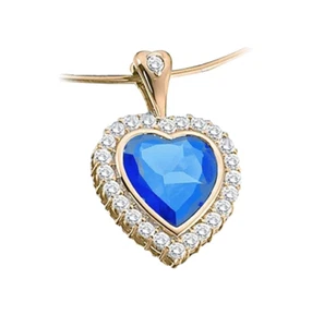 14K Yellow Gold Sapphire Pendant heart shaped - September birthstone - gift - Picture 1 of 1
