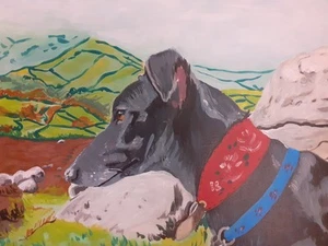Large Acrylic Painting Greyhound Portrait In Dartmoor Valley Beautiful Wall Art - Picture 1 of 4
