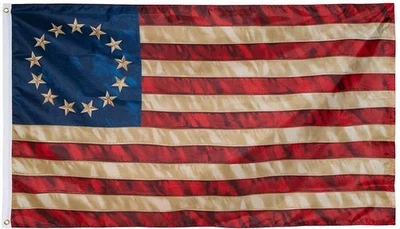 Betsy Ross Flag 3x5 Ft Vintage Tea Stained 13 Stars American Flags Colonial - Image 1 of 3