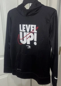 Nike Black Sri-Fit Hoodie Size XL 13-15 Yrs Level Up Logo - Picture 1 of 4