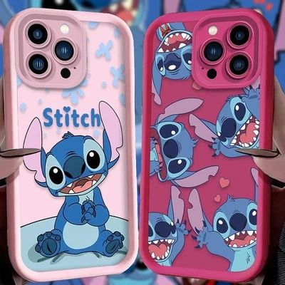 Linda Funda Teléfono Disney Stitch Dibujos Animados para iPhone 16 15 14 13 12 11 Plus Pro Max Foto 1 de 4