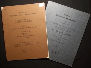 1915 & 1916 MANHATTAN BUS ROUTE COLOR FOLDING MAPS + REPORTS - Picture 1 of 11
