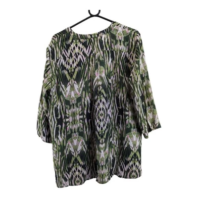 gerry weber womens blouse green & pink printed v-neck long sleeve size 12 - Image 1 of 4