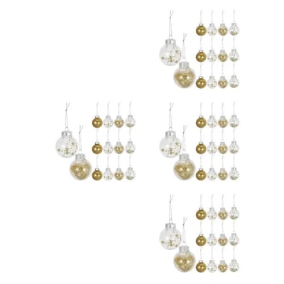  24 Pcs Golden Baubles Plastic Party Wedding Decor Clear Ornaments - Image 1 of 4