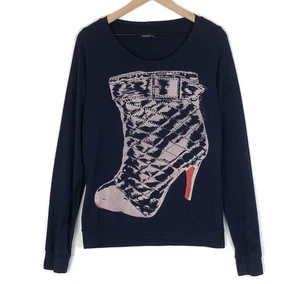 LAUREN MOSHI Sweatshirt Sz XS Blue Pullover Fashion Boot Oversized Cozy USA L/S - Picture 1 of 14