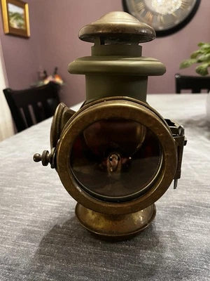 Antigua lámpara de queroseno de luz de automóvil temprana para cochecito de latón/acero Foto 1 de 4