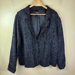 Eileen Fisher 3X Black Water Lily Dimensional Jacquard Jacket Whimsygoth Career - Picture 1 of 6