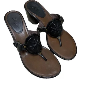 Cole Haan women's 10b vintage sandals slip on brown black boho block heel - Picture 1 of 10