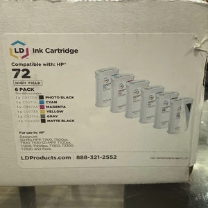 6 Stück 72 Tintenpatronen Ersatz für HP 72 Tinte T610 T620 T770 T790 T110 130ml - Bild 1 von 3