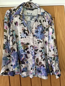A Lovely Silky Zara Floral Shirt L - Picture 1 of 5