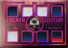 🔥#/4 PATRICK ROY 8 RELICS 2019-20 Leaf In the Game Used ITG LOCKER ROOM Magenta
