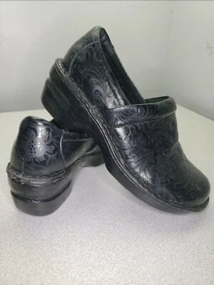 Zuecos de cuña florales negros Born BOC Peggy zapatos sin cordones enfermera para caminar talla 7,5 Foto 1 de 4