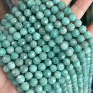 Cuentas sueltas de amazonita rusa facetadas brillantes naturales genuinas de 4/6/8/10 mm - Imagen 1 de 9