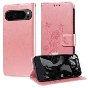 For Google Pixel 9 Pro XL Embossed Butterfly Flowers Leather Phone Case - Picture 1 of 1