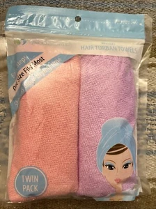 Body Oasis Turban Twin Pack Hair Towel Quik Dry Bath Spa Terry - Picture 1 of 6