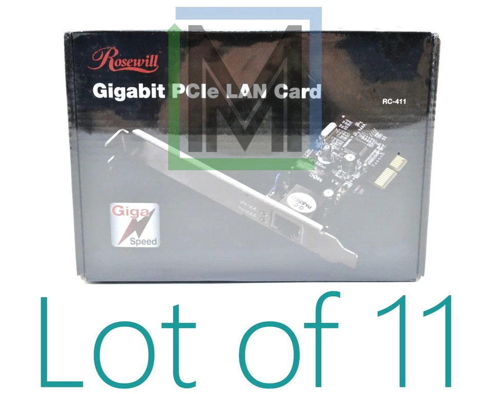 RC-411 Rosewill Gigabit PCle IEEE802.3 RJ45 LAN Card - 11PCS - Image 1 of 3