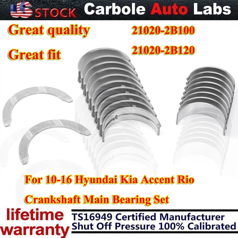 Crankshaft Main & Connecting Rod Bearing Kit STD for 12-2019 Hyundai Accent 1.6L - Image 1 of 4