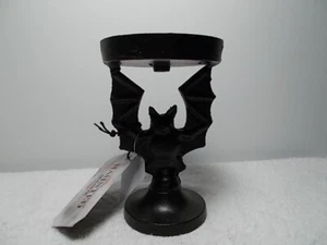 Haunted Manor Black Metal Bat Halloween Pillar Candle Holder Gothic Decor - Picture 1 of 5