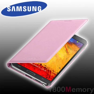 GENUINE Samsung Galaxy Note 3 GT-N9000 N9005 Flip Wallet Leather Case Cover Pink - Image 1 of 3
