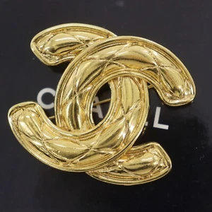 CHANEL CC Matelasse Used Pin Brooch Gold Plated France 1152 Vintage #AG212 S - Picture 1 of 15