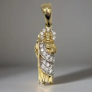14 K Solid Italian Gold San Judas Pendant 0.9 inches 2MM - Picture 1 of 2