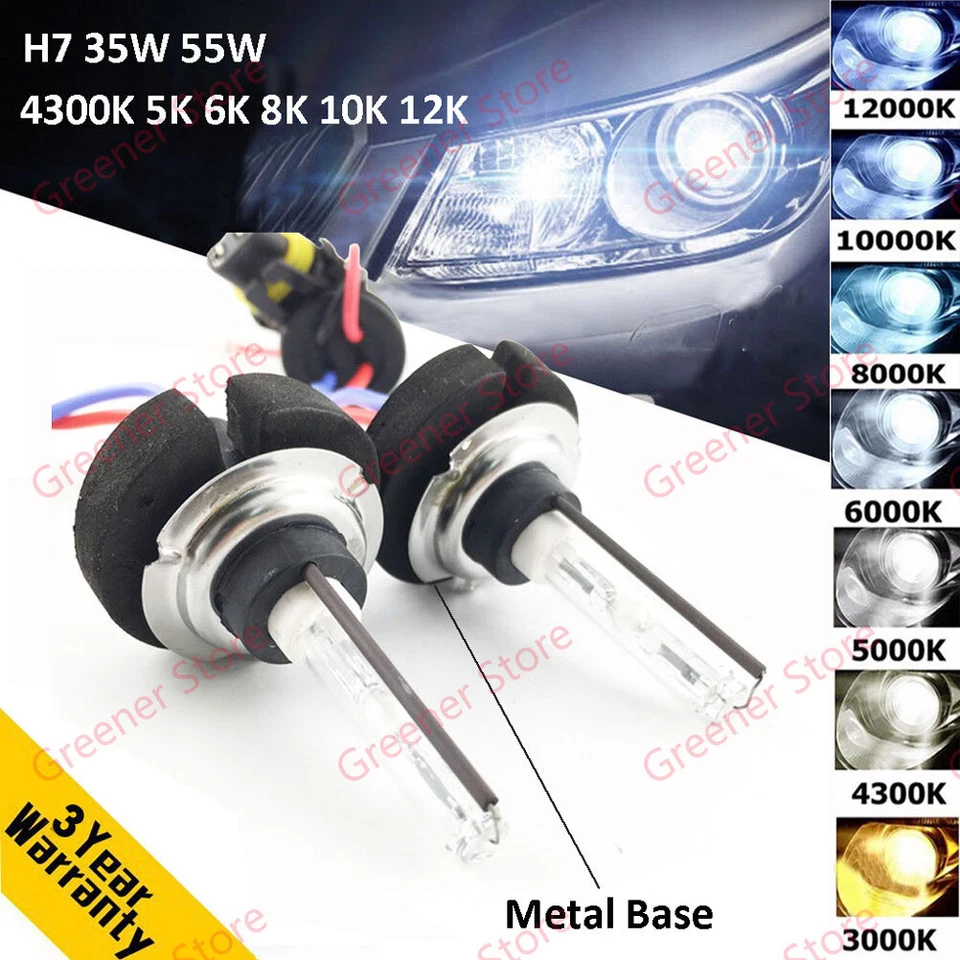 2X 35W 55W H7 Car HID Xenon Headlight Lamp Bulbs Ceramic METAL BASE 5K 6K 8K 10K - Image 1 of 4