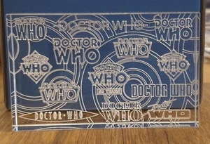 Doctor Who Block With Laser Cut Logos Great Gift 12cm & 7cm - Picture 1 of 2
