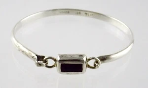 Bracciale Braccialetto Intarsio Onice Nero Onice Intarsio Gancio 925 16,3 g 7,25 pollici - Foto 1 di 10