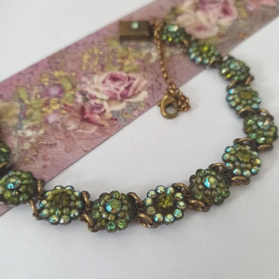 Pulsera Michal Negrin con cuentas verdes AB cristales de Swarovski cóctel floral Foto 1 de 4