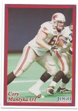 1999 BOSTON PIZZA CFL CORY MANTYKA B.C. LIONS #2 (JAMESTOWN COLLEGE)