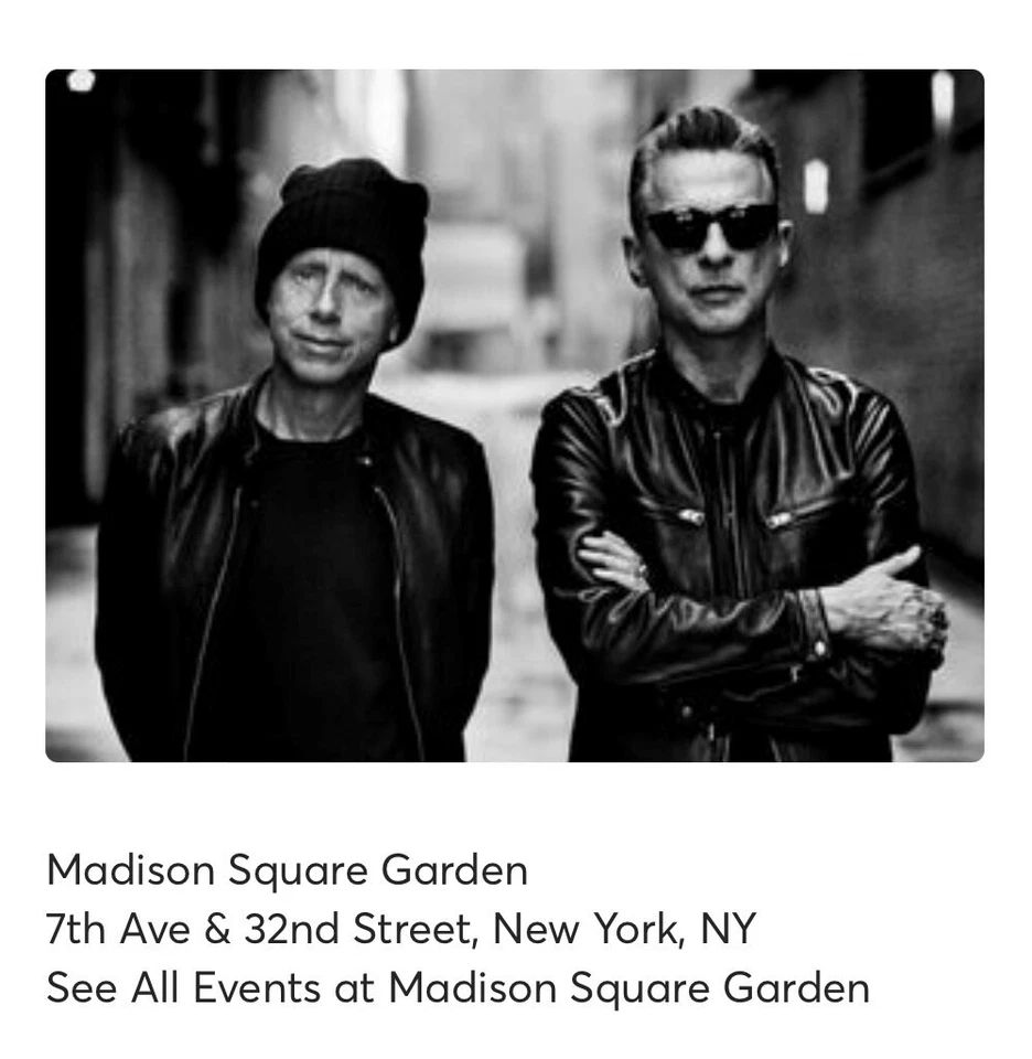 Depeche Mode - Madison Square Gardens NYC - April 14, 2023 @ 7:30pm  - Image 1 of 2