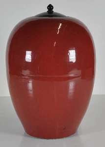 Antiker chinesischer Topf/ Deckelvase 18. Jh. Ochsenblut-Lasur mit Zertifikat - Picture 1 of 12