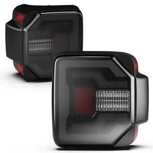 Black Sequential LED Tail Light Set w/ Smoke Lens For 18-24 Jeep Wrangler JL - Picture 1 of 6