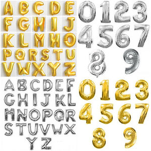 16" FOIL LETTER BALLOONS NUMBER BALLOON ALPHABET SILVER GOLD PARTY SUPPLIES BABY