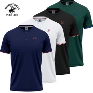 T Shirt manica corta uomo 3 bottoni POLO CLUB BEVERLY HILLS S M L XL XXL 3XL
