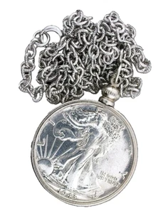Walking Liberty Silver Assorted Date Half Dollar Pendant 24" Link Chain EBS9234 - Picture 1 of 2