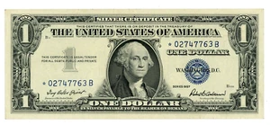 US/ Silver Certificate ... P-419 (Fr-1619*) ... 1 Dollar .. 1957 Ch *XF* Replace - Picture 1 of 2