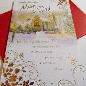 Tarjeta de felicitación de Navidad de mamá y papá... Deseos para una querida mamá y papá - Imagen 1 de 3