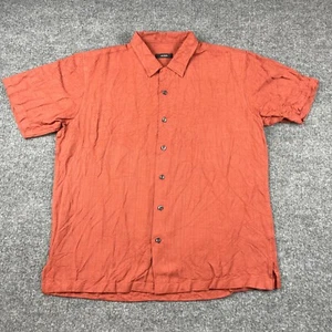 ALFANI Button Up Shirt Medium Burgundy Rayon Preppy Classy Church Single Stitch - Picture 1 of 8